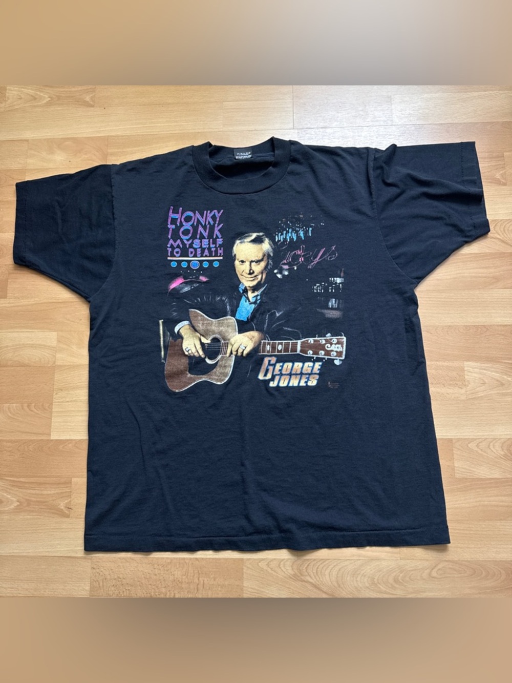 Vintage 1992 George Jones Band Tee - "Honky Tonk Myself to Death"